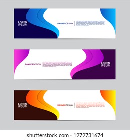 Abstract banner collection with modern style, gradient color, horizontal business banner template with geometric shapes, business concept background vector illustration.