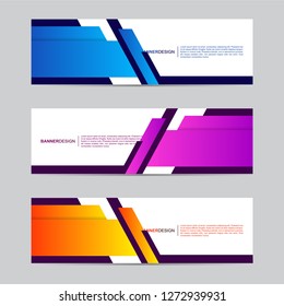 Abstract banner collection with modern style, gradient color, horizontal business banner template with geometric shapes, business concept background vector illustration.