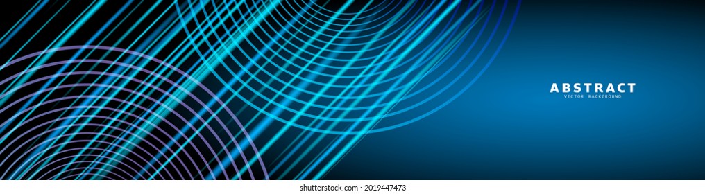 Abstract banner Colorful geometric background , Neon light line circle and neon light oblique line, Modern background design for presentation design , illustration Vector EPS 10