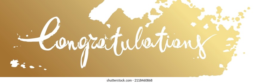 Pancarta abstracta — felicitaciones. Ilustración vectorial, fondo con trazo de pincel dorado.	