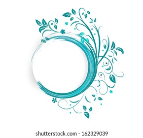 Stylized Wreath Flowers Butterfly Round Floral Stock Vector (Royalty ...