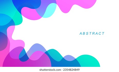 Abstract banner with curved shapes. Bright gradient waves for creative graphic design. Vibrant fluid colors background. White background. Vector illustration.