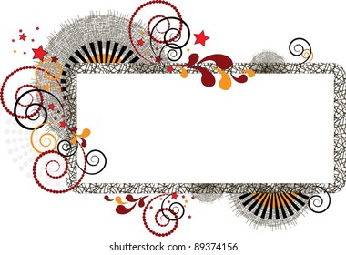 Abstract banner with the curves and star on a background frame.Banner.