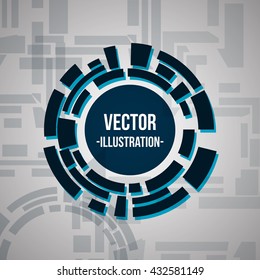 Abstract banner with dark blue technology circles. Vector illustration