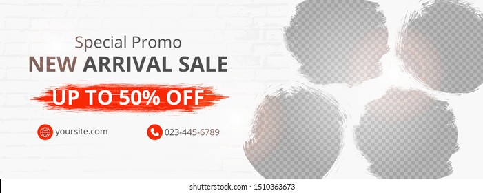 Abstract banner design for ads, banner social media, banner fashion sale with white background