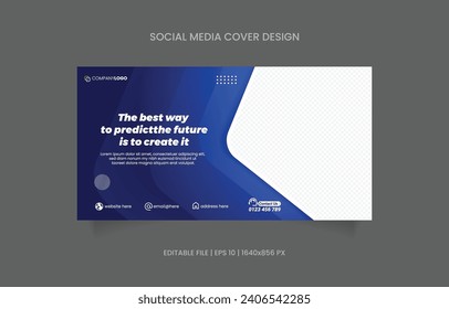 abstract banner design blue color gradient style. banner social media cover design.