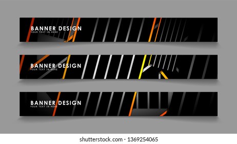 Abstract banner design with color gradient line style vectors