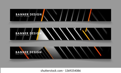 Abstract banner design with color gradient line style vectors
