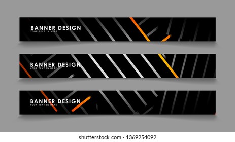 Abstract banner design with color gradient line style vectors