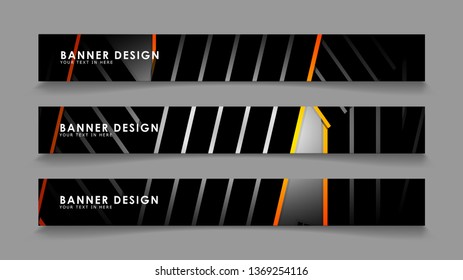 Abstract banner design with color gradient line style vectors