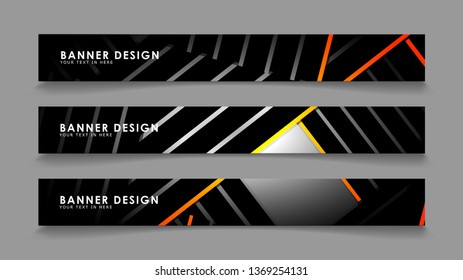 Abstract banner design with color gradient line style vectors