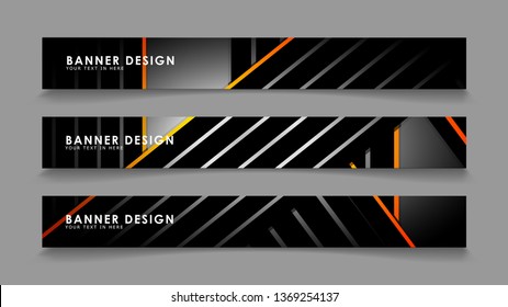 Abstract banner design with color gradient line style vectors