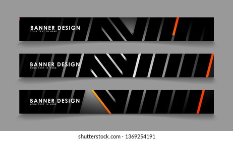 Abstract banner design with color gradient line style vectors