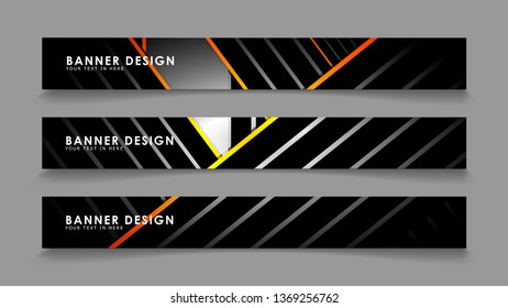 Abstract banner design with color gradient line style vectors