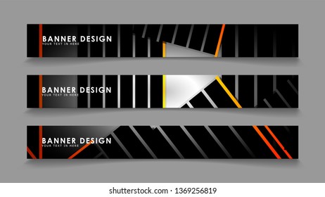 Abstract banner design with color gradient line style vectors