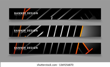 Abstract banner design with color gradient line style vectors