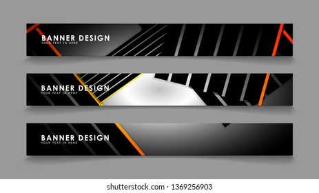 Abstract banner design with color gradient line style vectors