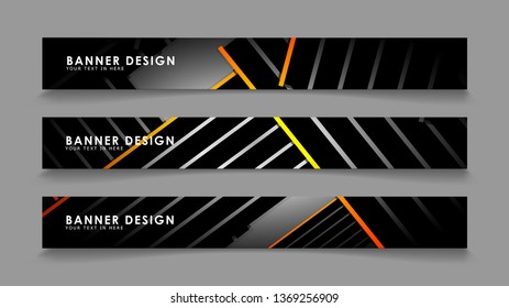 Abstract banner design with color gradient line style vectors