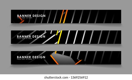 Abstract banner design with color gradient line style vectors