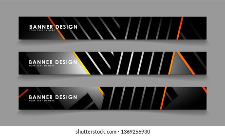 Abstract banner design with color gradient line style vectors