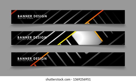Abstract banner design with color gradient line style vectors