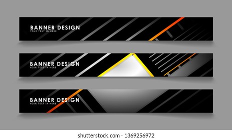 Abstract banner design with color gradient line style vectors