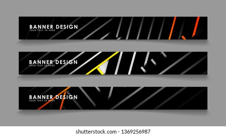 Abstract banner design with color gradient line style vectors