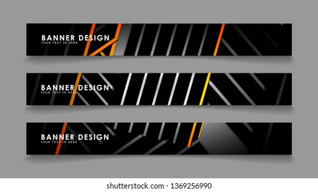 Abstract banner design with color gradient line style vectors