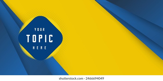The abstract banner design features a dynamic interplay of vibrant yellow and soothing blue tones, creating a visually striking contrast.