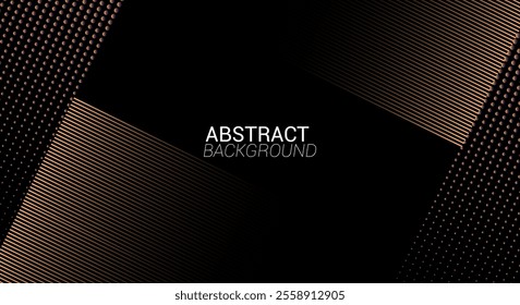 Abstract banner design. gold diagonal lines and dot on dark black background. Modern graphic. Futuristic technology concept. Suit for cover, header, business,