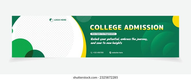 abstract banner design green color background. yellow color college admission banner design vector eps 10.