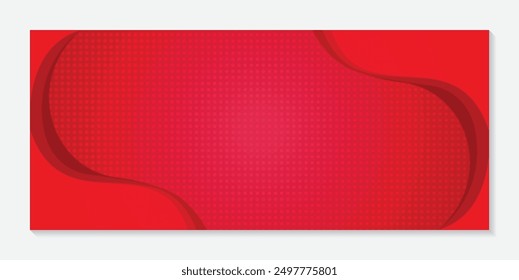 Abstract banner design red background waves and halftone, red and gold abstract banner background