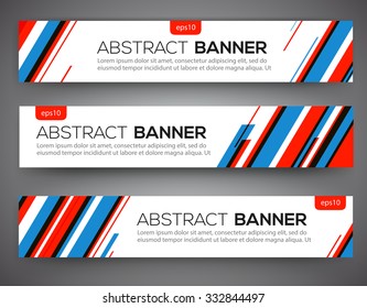Abstract banner design, red and blue color line style. Vector 
