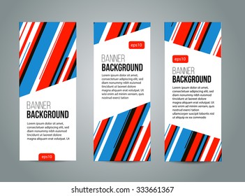 Abstract banner design, red and blue color line style. Vector 