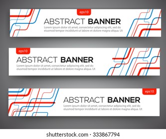 Abstract banner design, red and blue color line style. Vector 