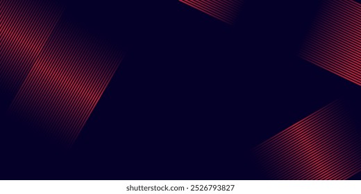 Abstract banner design. Red diagonal lines on dark blue background. Modern graphic. Futuristic technology concept.