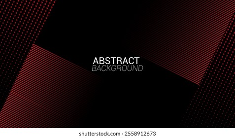 Abstract banner design. Red diagonal lines and dot on dark black background. Modern graphic. Futuristic technology concept. Suit for cover, header, business,