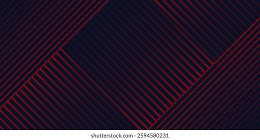 Abstract banner design. Red diagonal lines on dark blue background. Modern graphic. Futuristic technology concept. Suit for cover, header, business, presentation, website modern