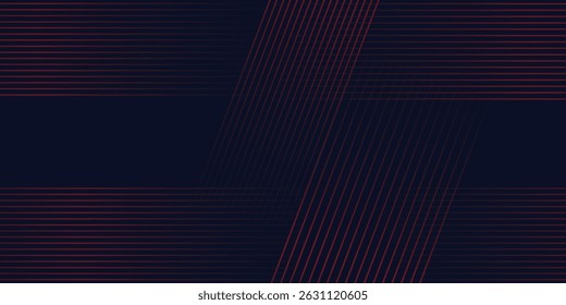Abstract banner design. Red diagonal lines on dark blue background. Modern graphic. Futuristic technology concept. Suit for cover, header, business, presentation, website, flyer