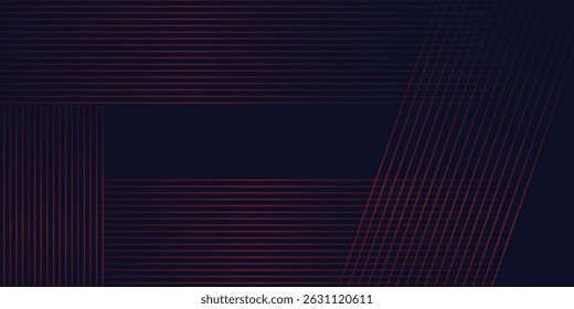 Abstract banner design. Red diagonal lines on dark blue background. Modern graphic. Futuristic technology concept. Suit for cover, header, business, presentation, website, flyer