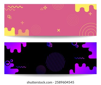 Abstract banner design set with attractive color combination and modern geometric elements. Ideal for branding, social media, web design, presentations and digital promotional backgrounds.