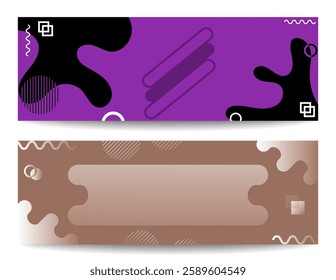 Abstract banner design set with modern geometric elements and dynamic organic shapes. Suitable for web design, social media, presentations, business cards and other branding elements.
