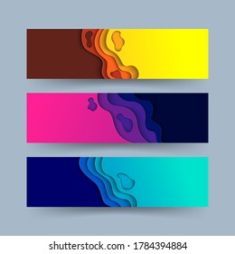 conjunto de diseño de pancartas abstracto con formas en papel
