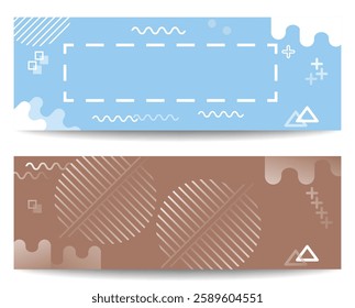 Abstract banner design set with soft pastel color tones and modern geometric elements, ideal for web, social media, presentations, promotional templates and business branding elements.