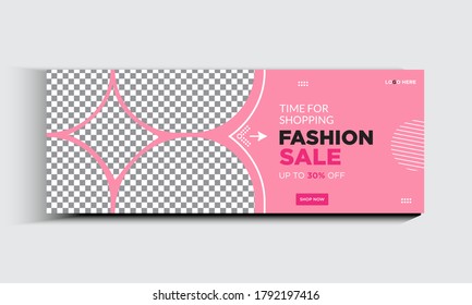 Abstract banner design for social media ads, banner social media, banner fashion sale with Pink background