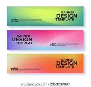 Resumen conjunto de plantillas de diseño de pancartas. Estilo minimalista de encabezado horizontal con gradiente colorido.