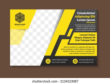 abstract banner design using combination yellow and black gradient colors. Horizontal vector background template for page covers, flyers, leaflets or advertising billboards. Space for text and place. 