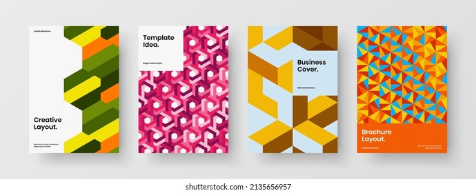 Abstract banner design vector layout bundle. Premium mosaic tiles corporate cover illustration composition.