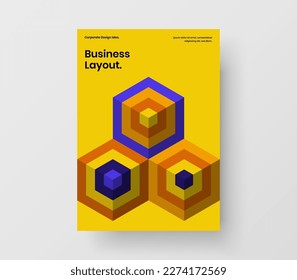 Abstract banner design vector template. Fresh mosaic hexagons book cover concept.