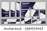 Abstract banner design web template Set, Horizontal header web banner. Modern Gradient Blue cover header background for website design, Social Media Cover ads banner, flyer, invitation card